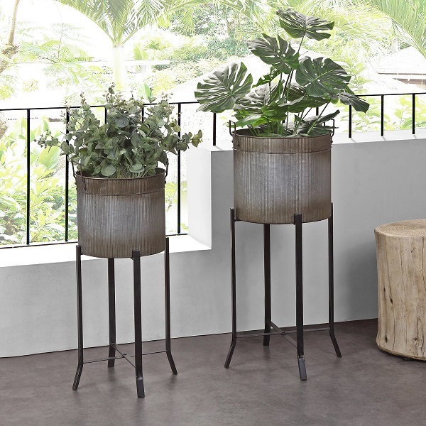 Plant Buckets – Top Ten New Leaf Baskets Brushed Zinc Planters