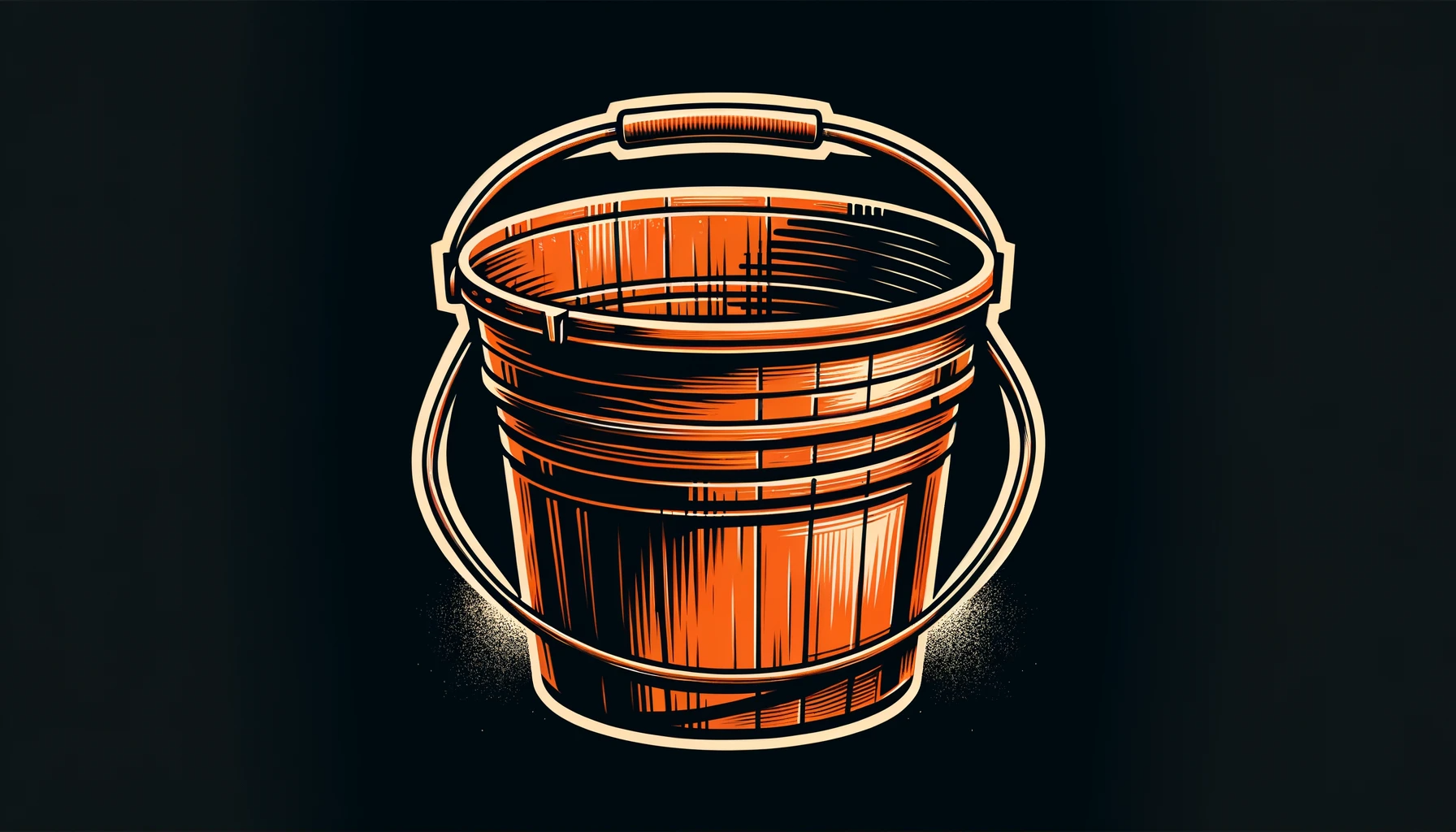 DALL·E 2023 11 19 05.26.54 A wide format illustration of a generic home improvement store bucket set against a black background. The bucket should be depicted as sturdy and pra